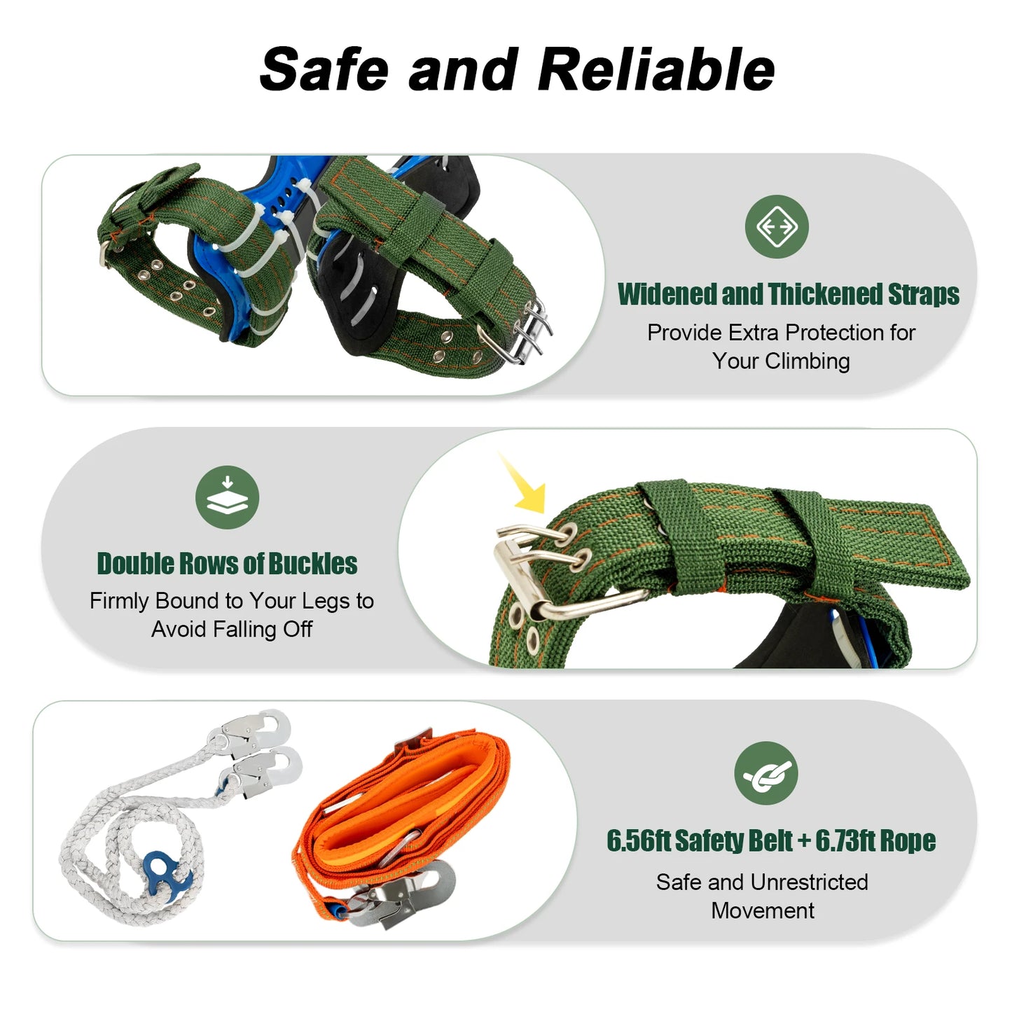 Tree Climbing Spikes Kit With Safety Belt Harness
