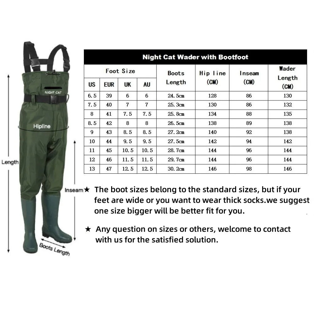 Night Cat Waterproof Chest Wader With Boots For Men Women