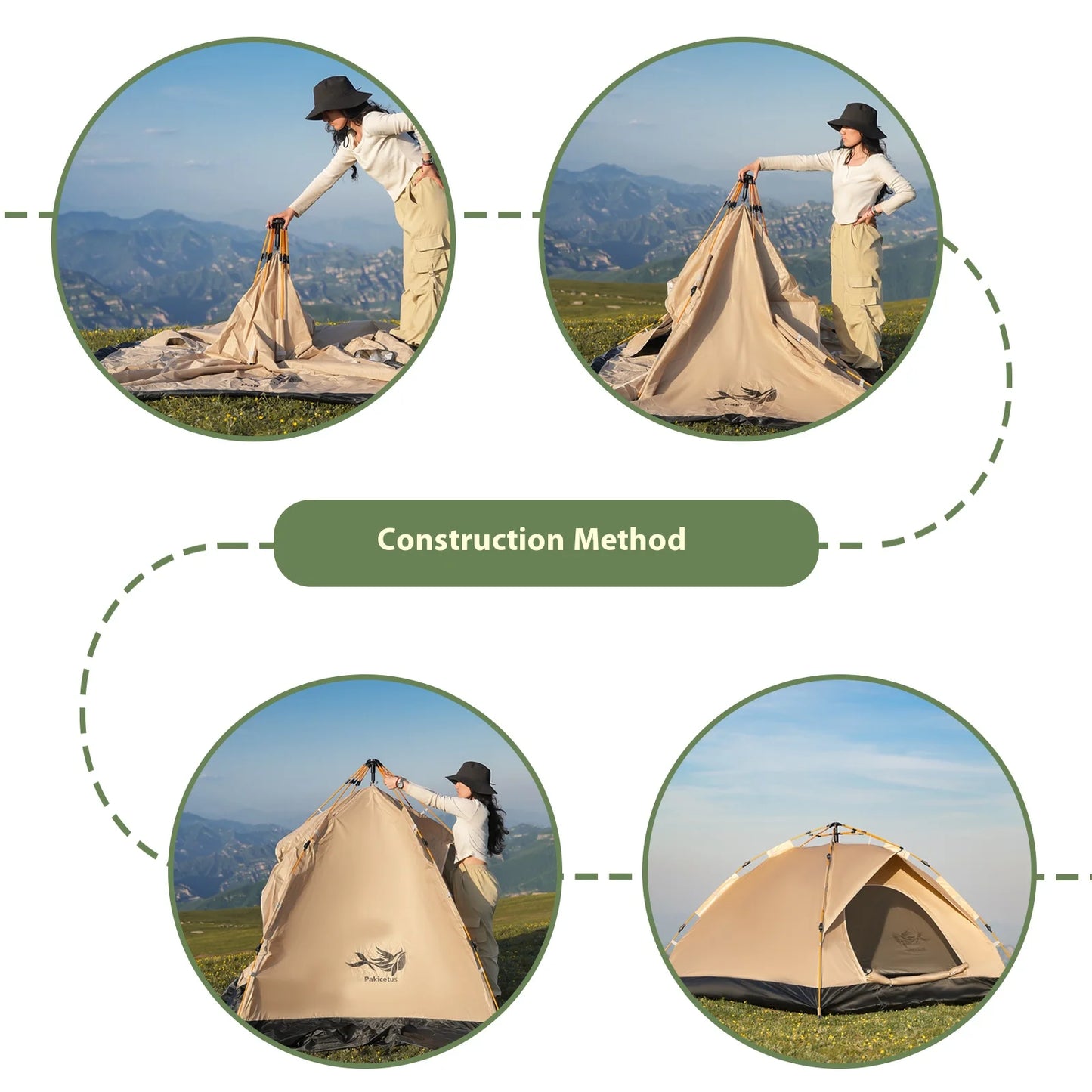 Pakicetus Portable 3-4 Person Instant Golden Tent