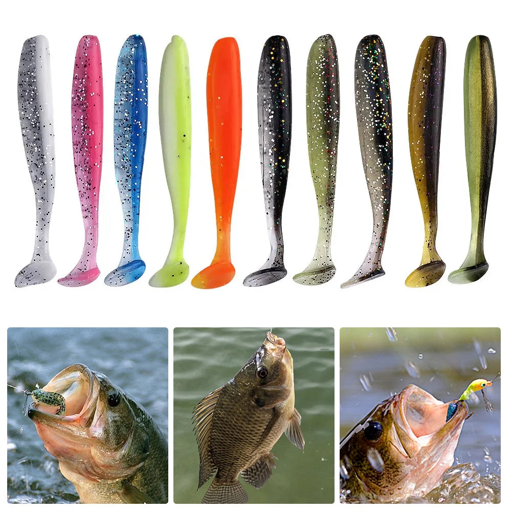 Soft Plastic Paddle Tail Lures 10Pcs For Bass Trout