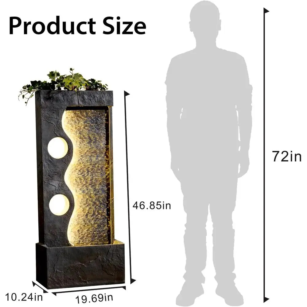 Outdoor Waterfall Fountain With Led Lights For Garden