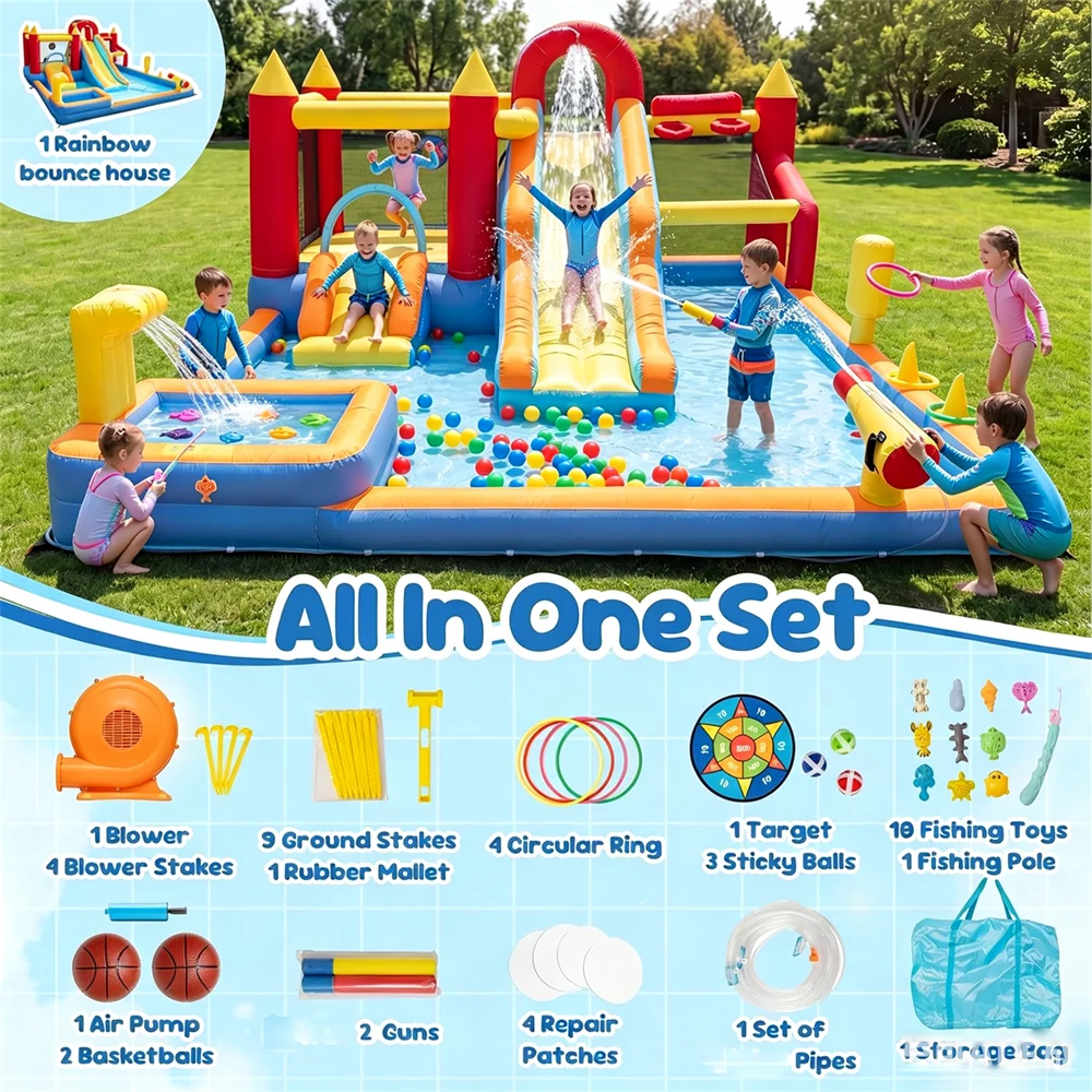 Kids Inflatable Jump Slide Bouncer With Heavy Duty Blower