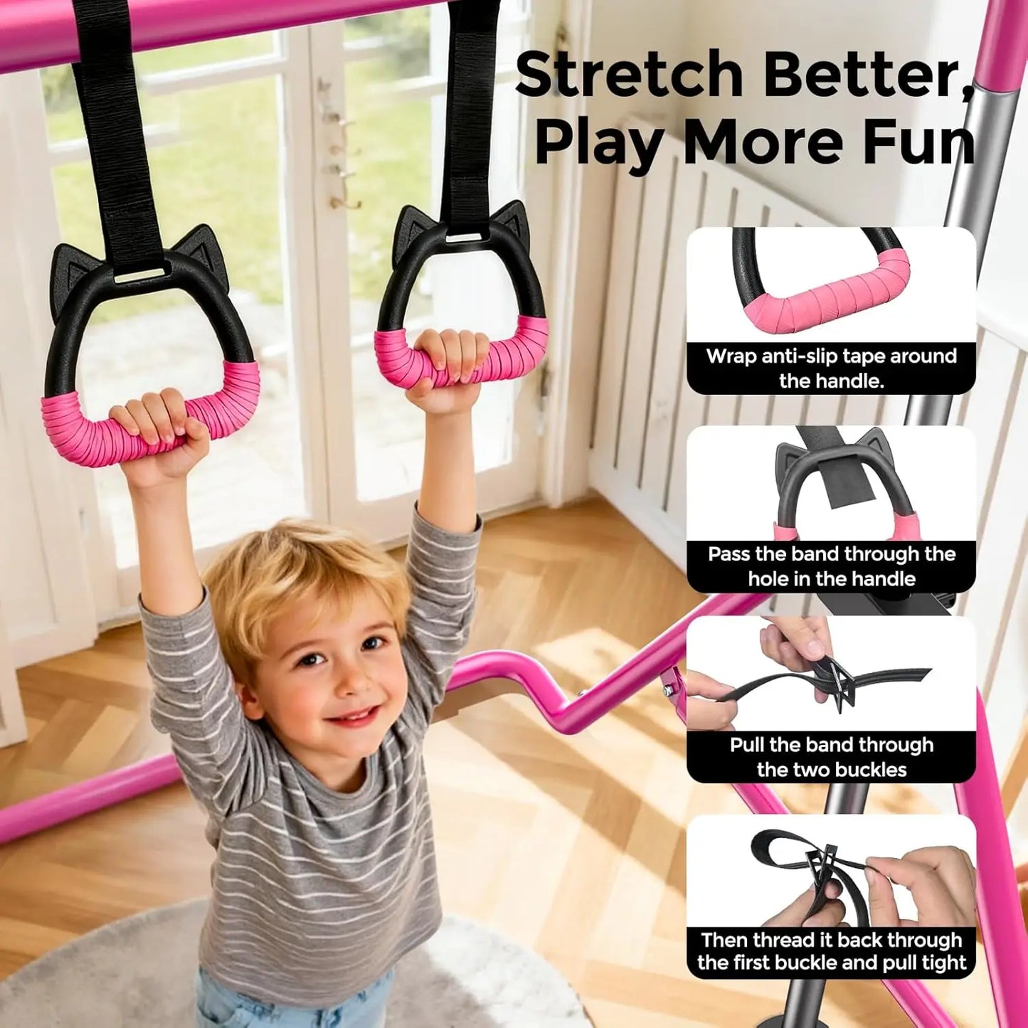 YTYIN Kids Gymnastics Bar Adjustable Folding Home Training