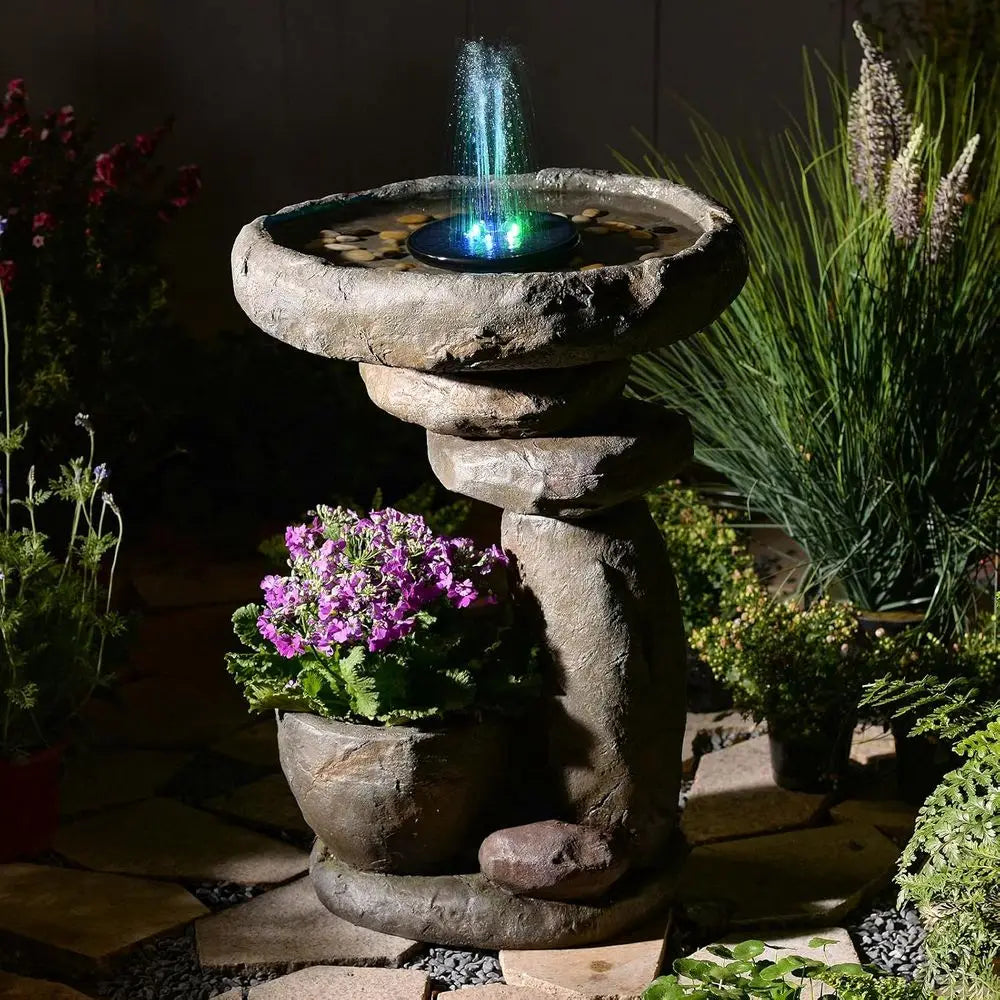 Outdoor Led Water Fountain With Garden Planter