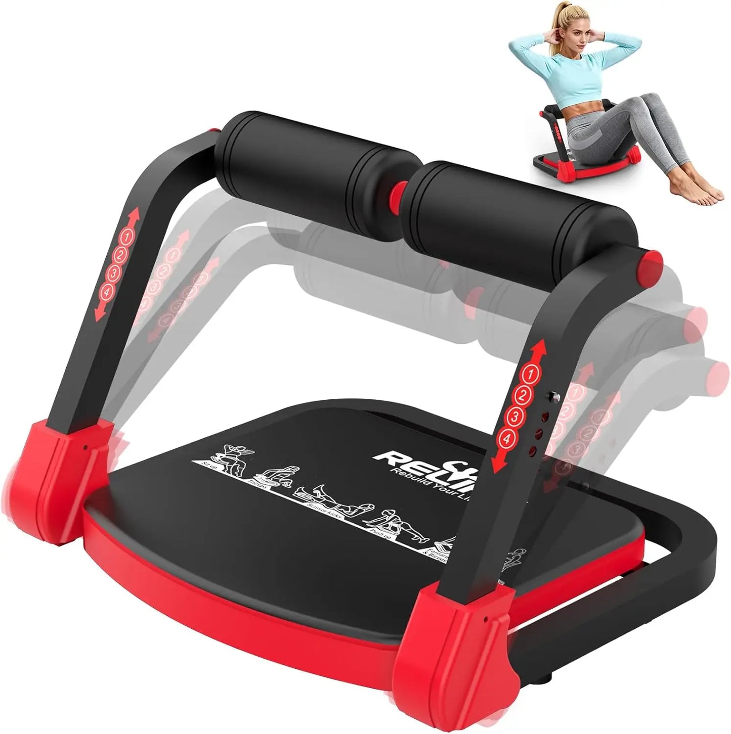 Abdominal Trainer With Foldable Design And Resistance Levels