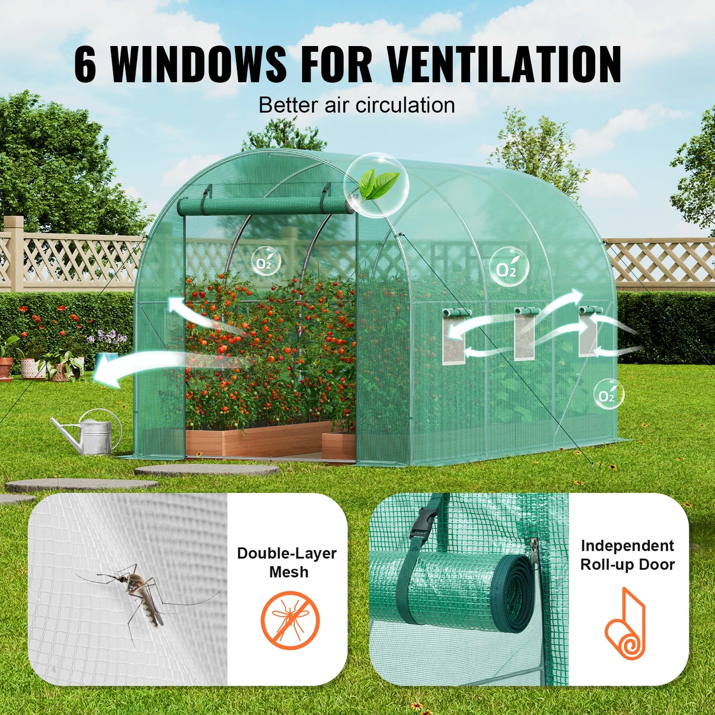 SucceBuy Walk In Tunnel Greenhouse With Steel Frame