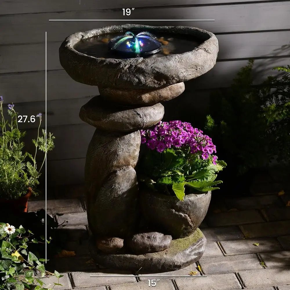 Outdoor Led Water Fountain With Garden Planter