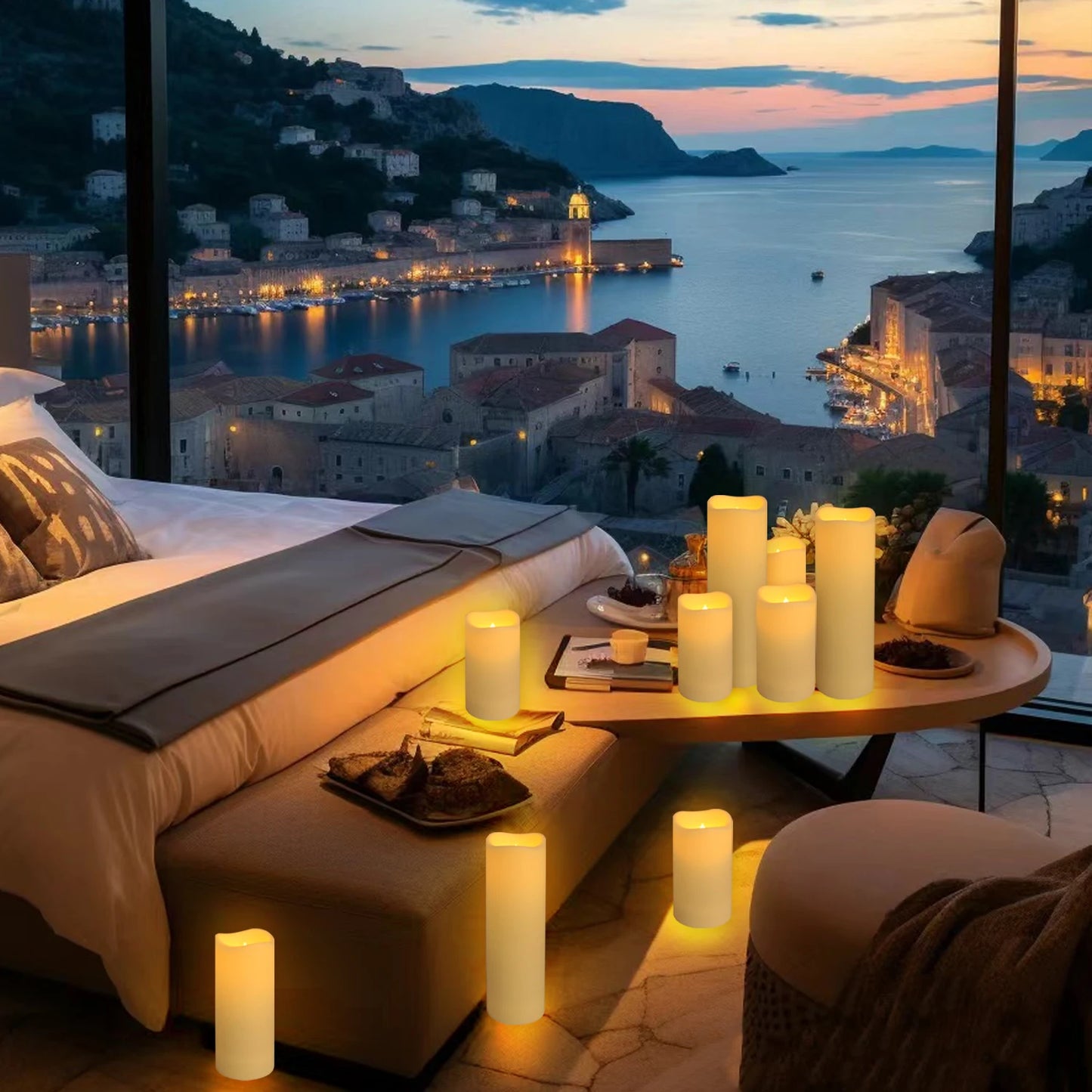 Waterproof Indoor Flameless LED Candle Lights Set