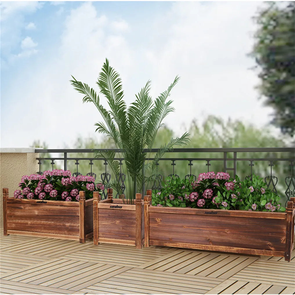 Wooden Raised Flower Bed Planter For Indoor Outdoor Use