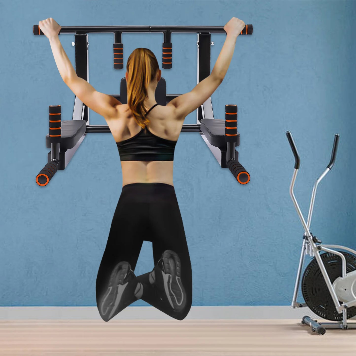 Wall Mounted Pull Up Bar Dip Stand For Home Gym