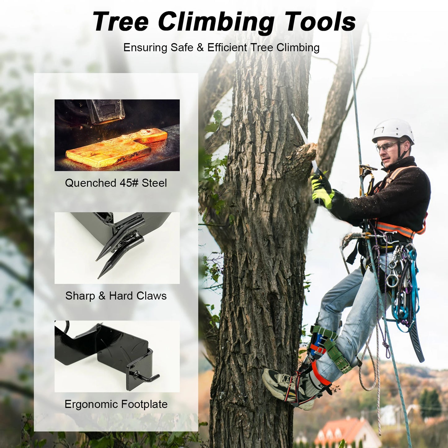 Tree Climbing Spikes Kit With Safety Belt Harness