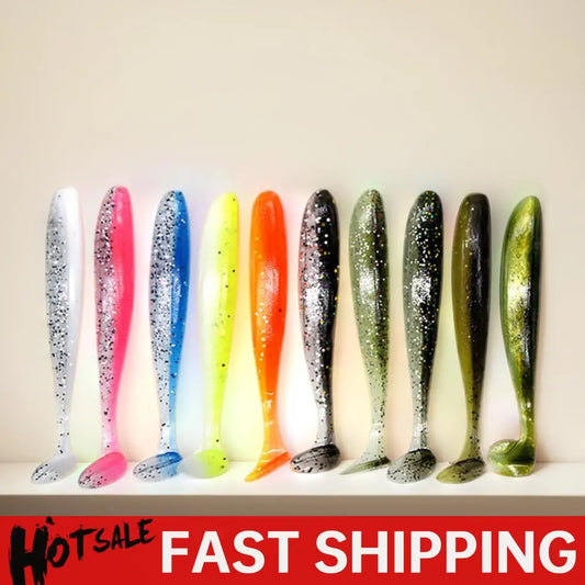 Soft Plastic Paddle Tail Lures 10Pcs For Bass Trout
