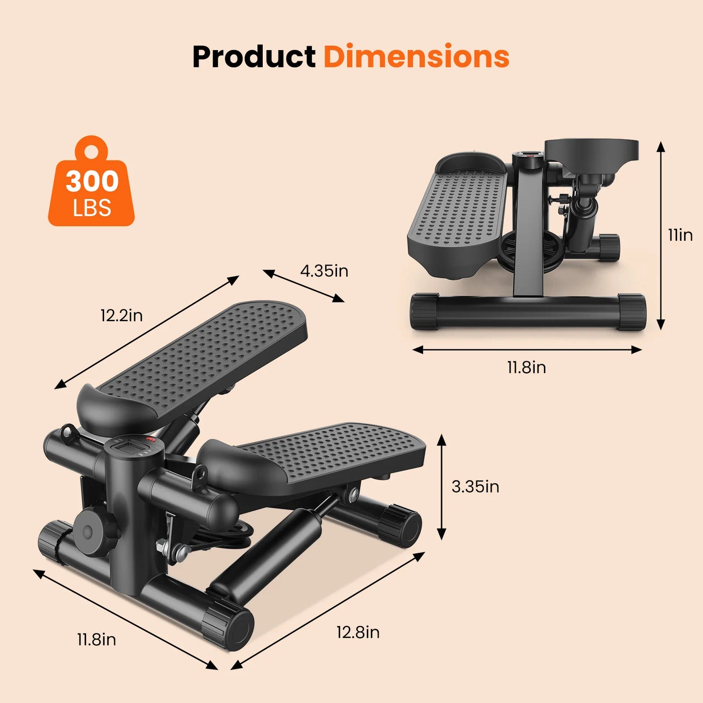 Mini Stepper With Resistance Bands 300 Lbs Capacity