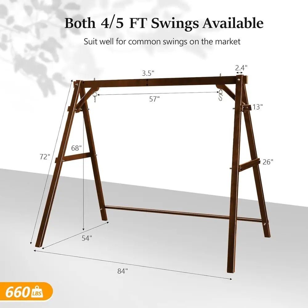 Heavy Duty Outdoor Porch Swing With Solid Pine Frame