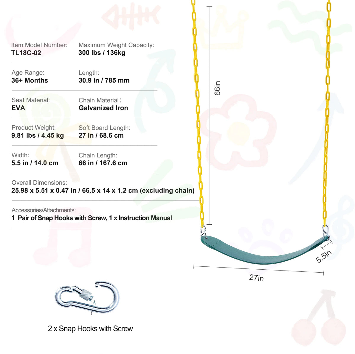 SucceBuy Heavy Duty Outdoor Saucer Tree Swing Set