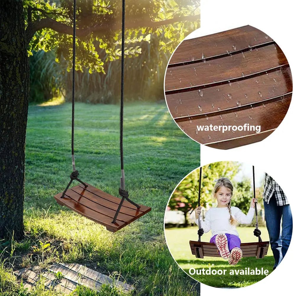 Solid Wood Outdoor Swing Seat With Adjustable Length