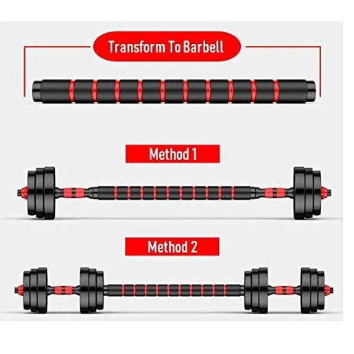 22-Pound 2-In-1 Adjustable Dumbbell And Barbell Set