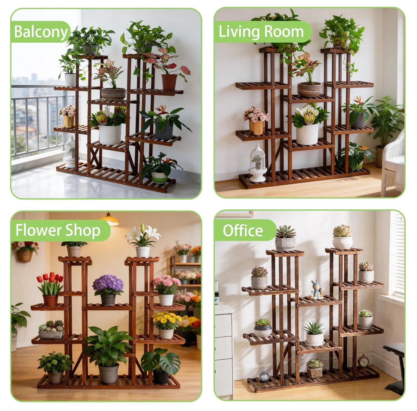 Wisfor Wooden Plant Shelf Multi-Tier Stand