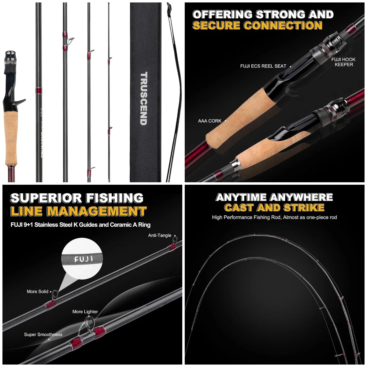 YTYIN Carbon Fiber Telescopic Fishing Rod With Fuji Guides