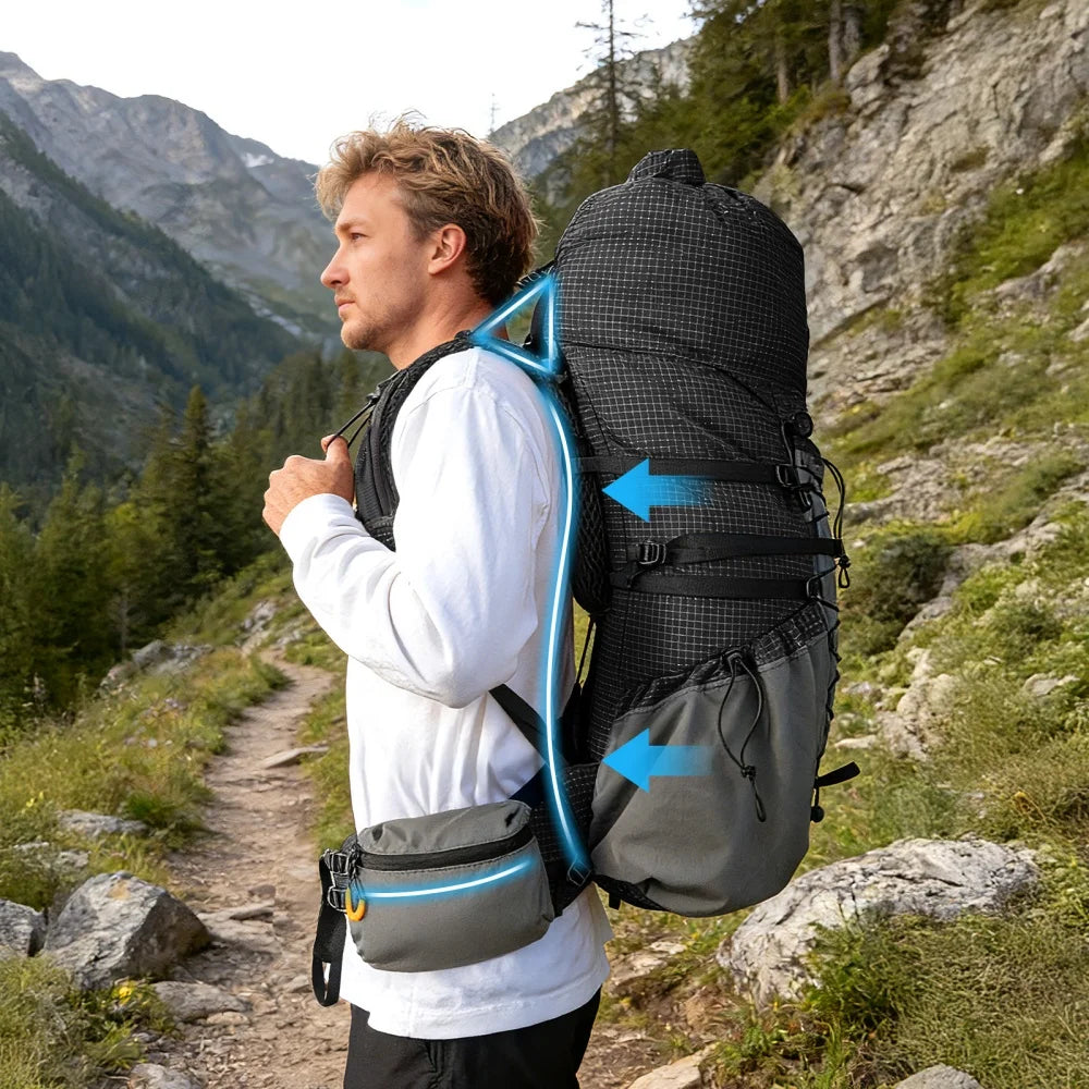 Night Cat Roll Top Hiking Backpack with Rain Cover