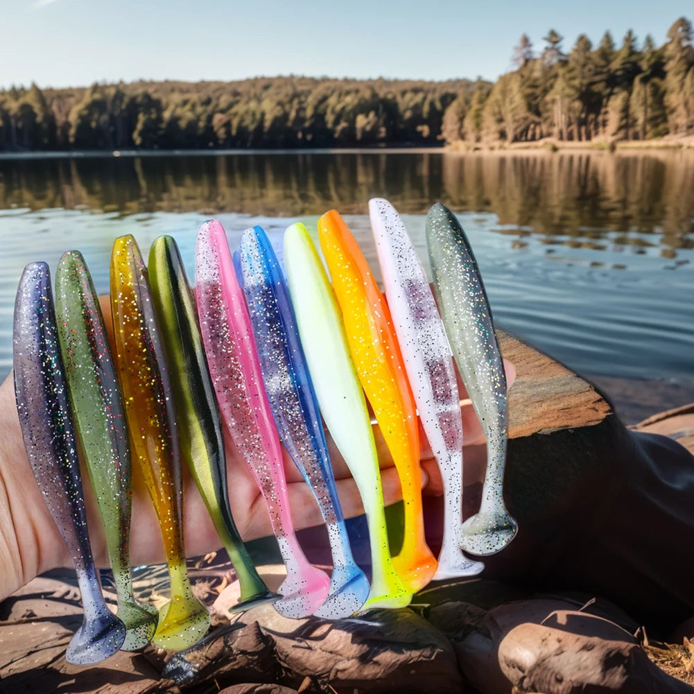 Soft Plastic Paddle Tail Lures 10Pcs For Bass Trout