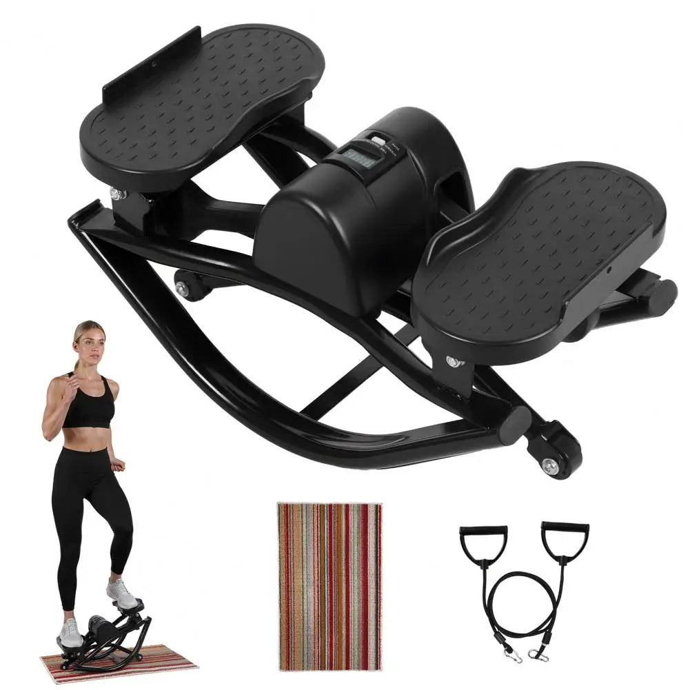 Low Shock Lateral Rock Stepper With LCD Display And Bands