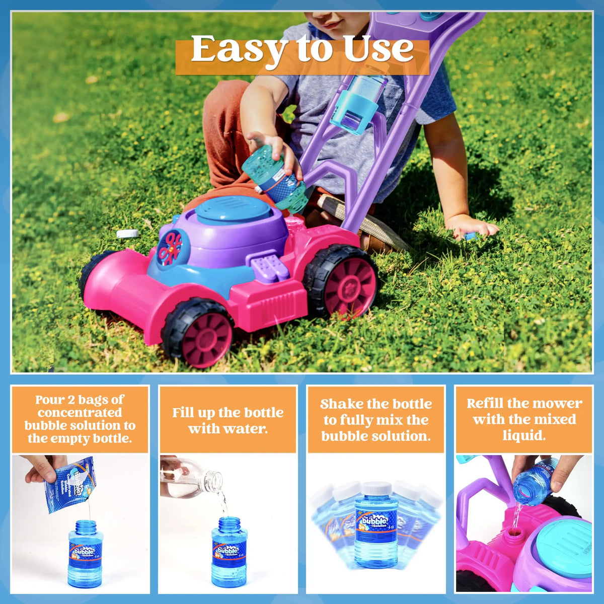 Joyfy Bubble Lawn Mower Machine For Kids