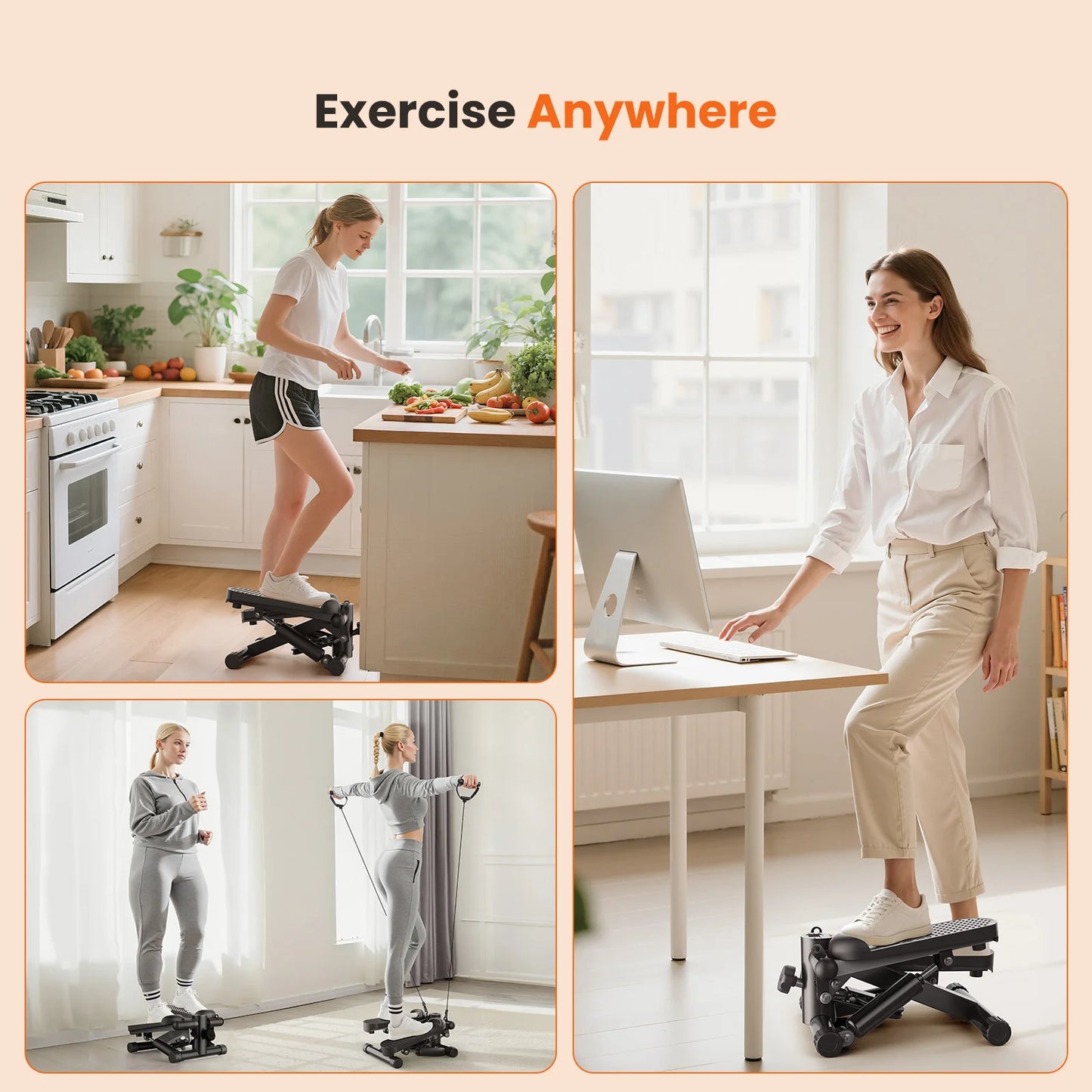 Mini Stepper With Resistance Bands 300 Lbs Capacity
