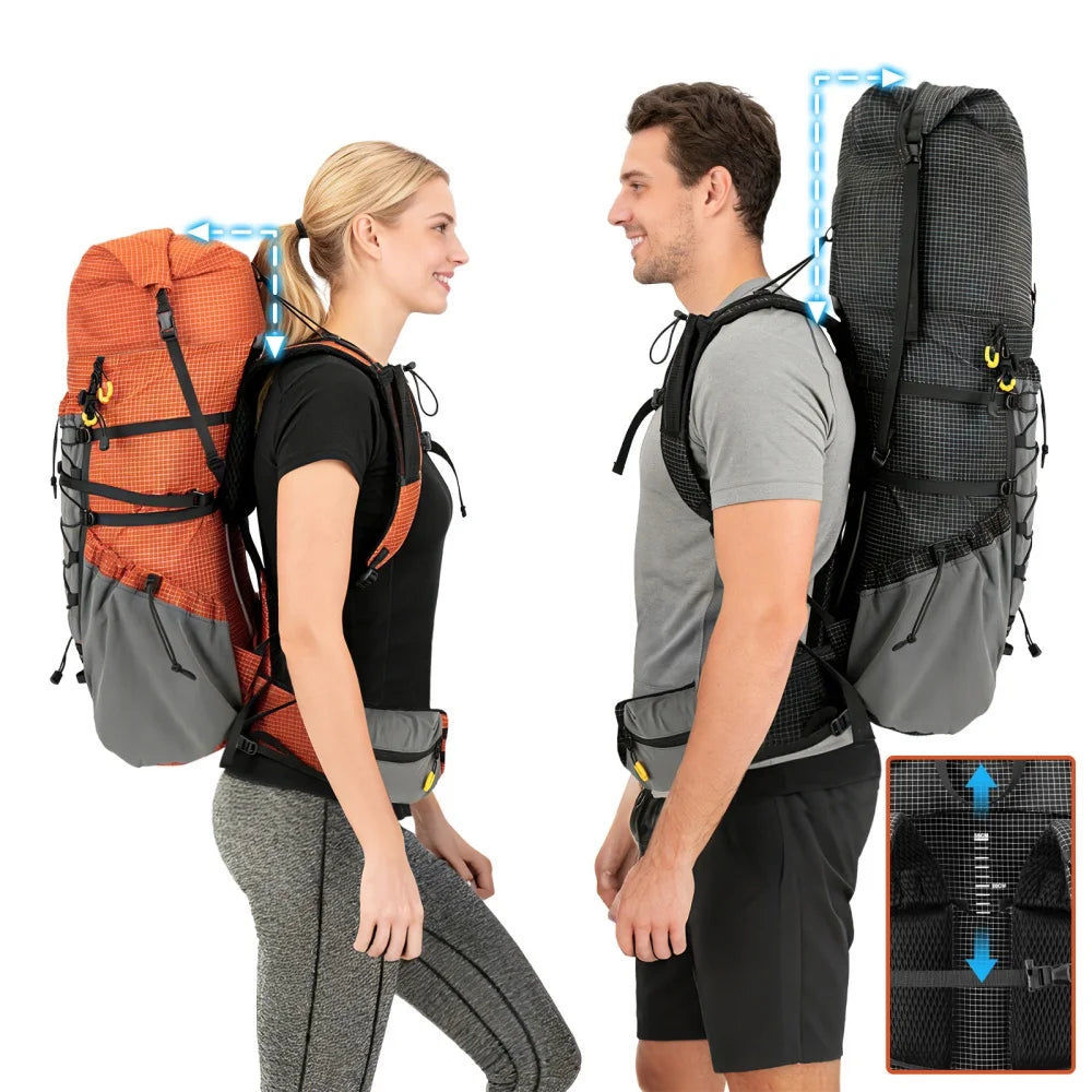 Night Cat Roll Top Hiking Backpack with Rain Cover