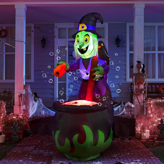 Joyfy Halloween Witch Inflatable Yard Decor With Light