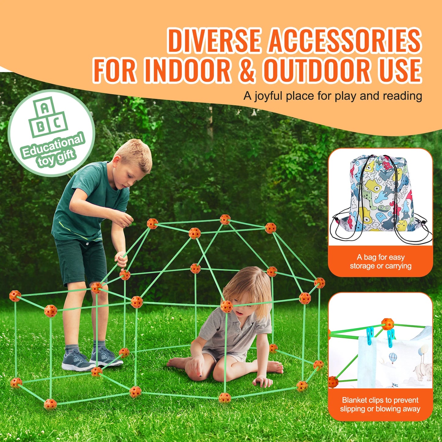 SucceBuy Fort Building Kit Castle For Kids 96 Rods