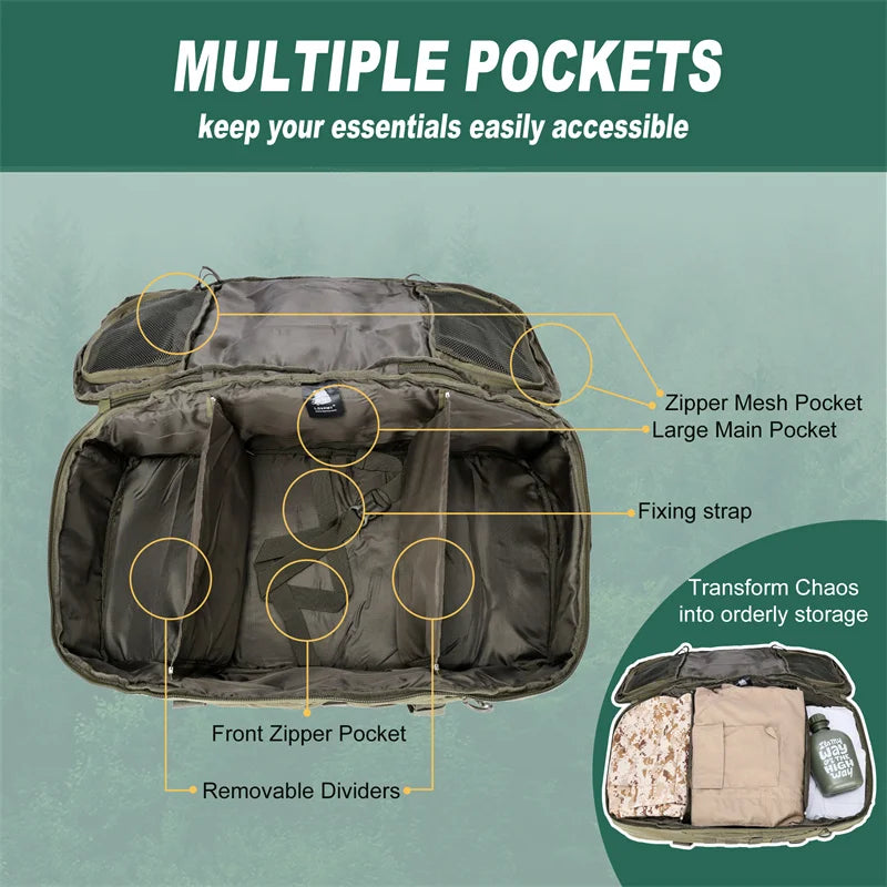 LQARMY Outdoor Tactical Backpack for Hiking and Camping