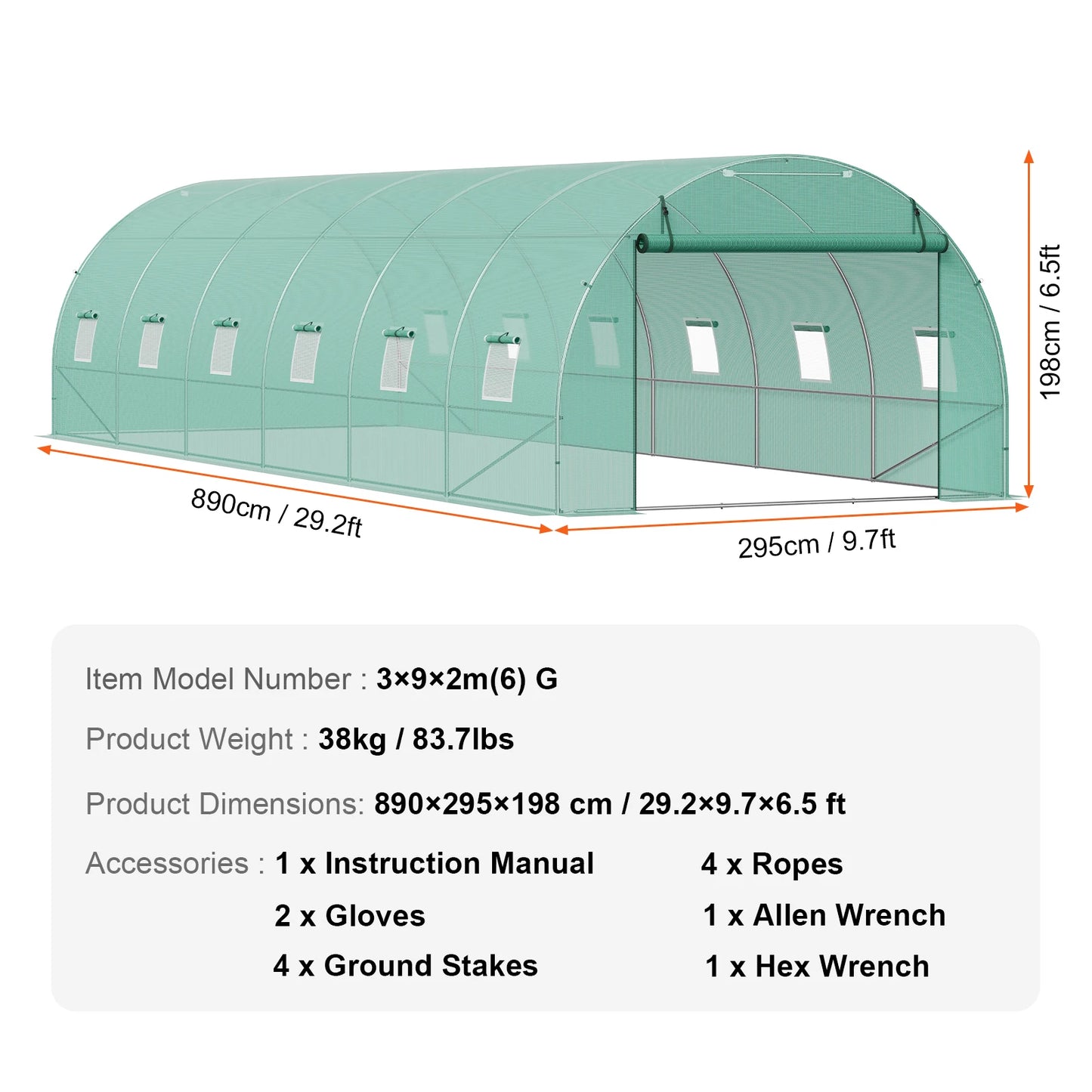SucceBuy Walk In Tunnel Greenhouse With Steel Frame