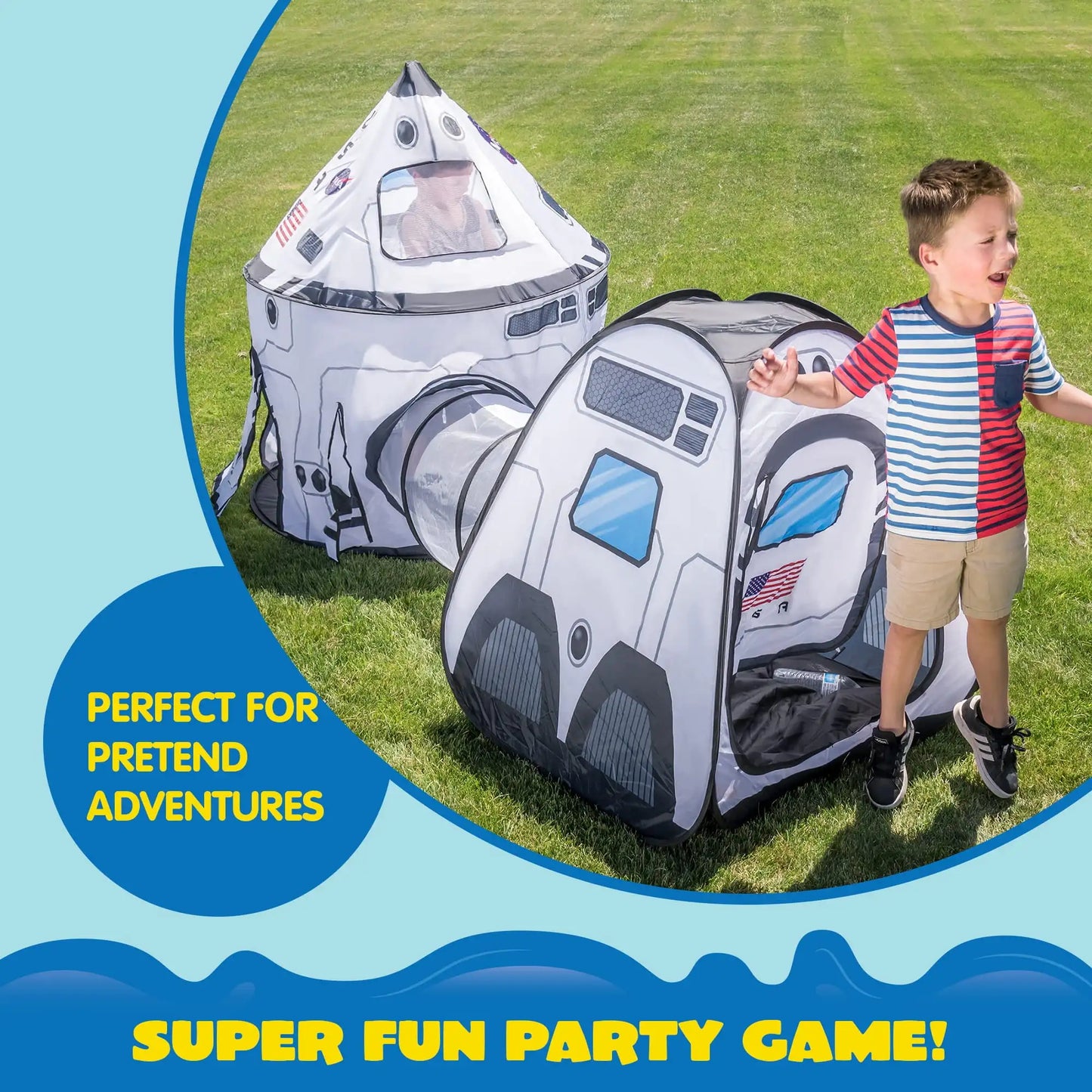 Joyfy Rocket Ship Play Tent Set With Tunnel