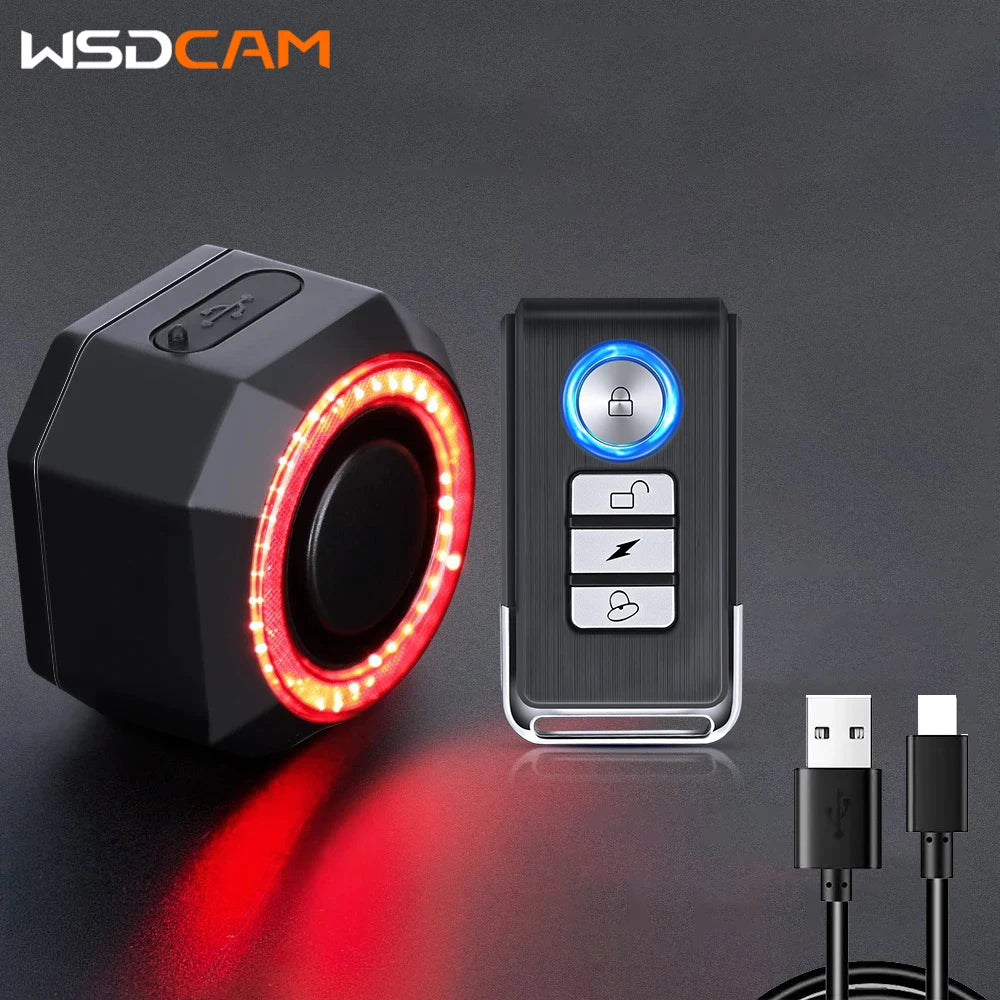 WSDCAM Smart Bike Light Alarm Taillight 110dB Remote