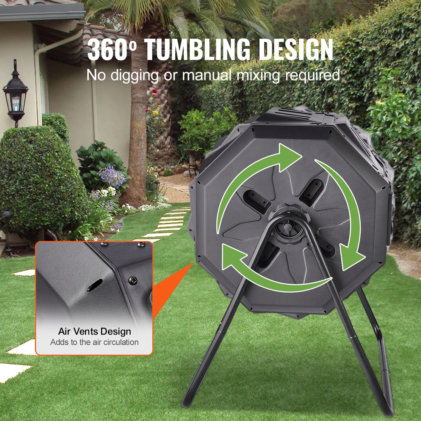 SucceBuy Dual Chamber Composting Tumbler