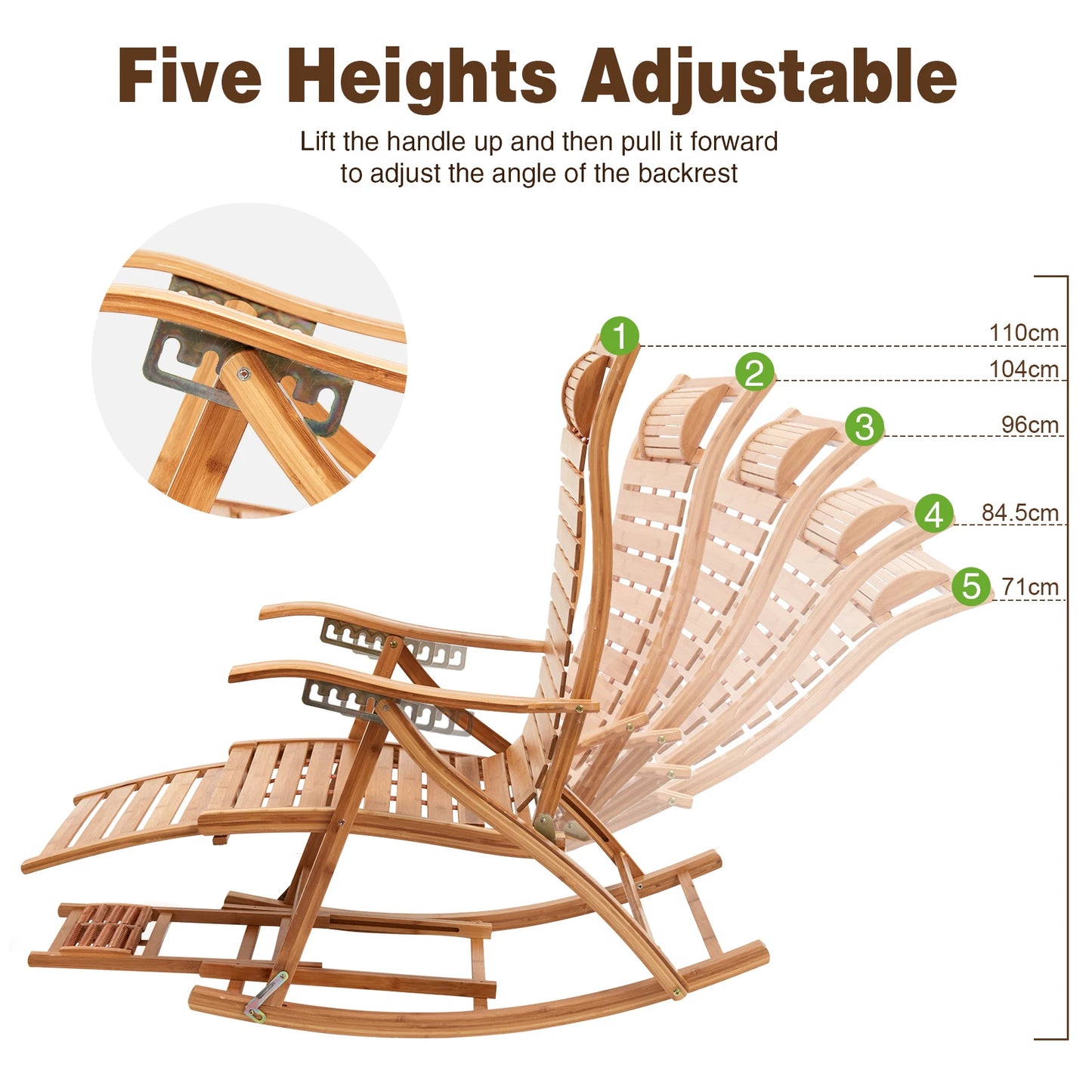 Adjustable Bamboo Folding Rocking Chair