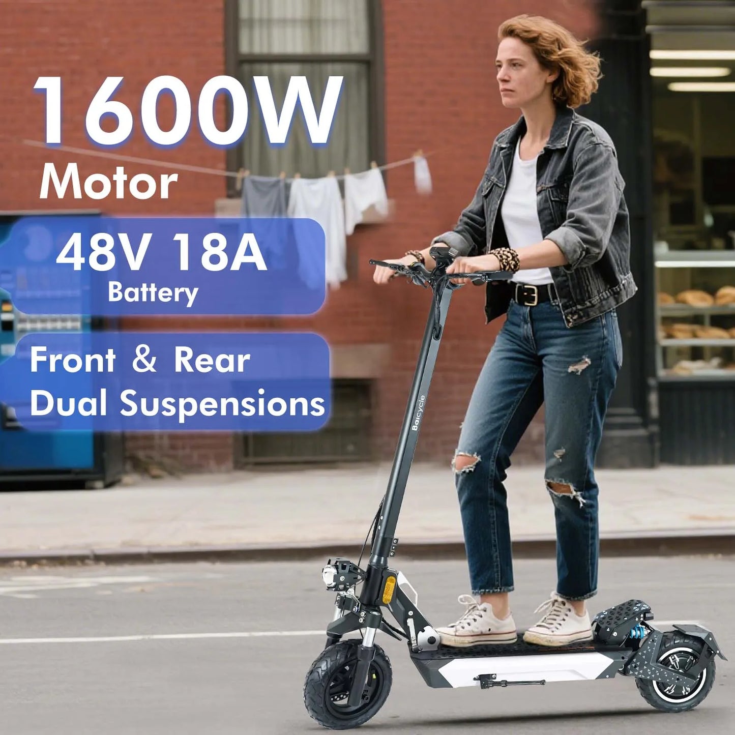 BIkydom Electric Scooter 1600W 28 MPH Dual Brakes Foldable