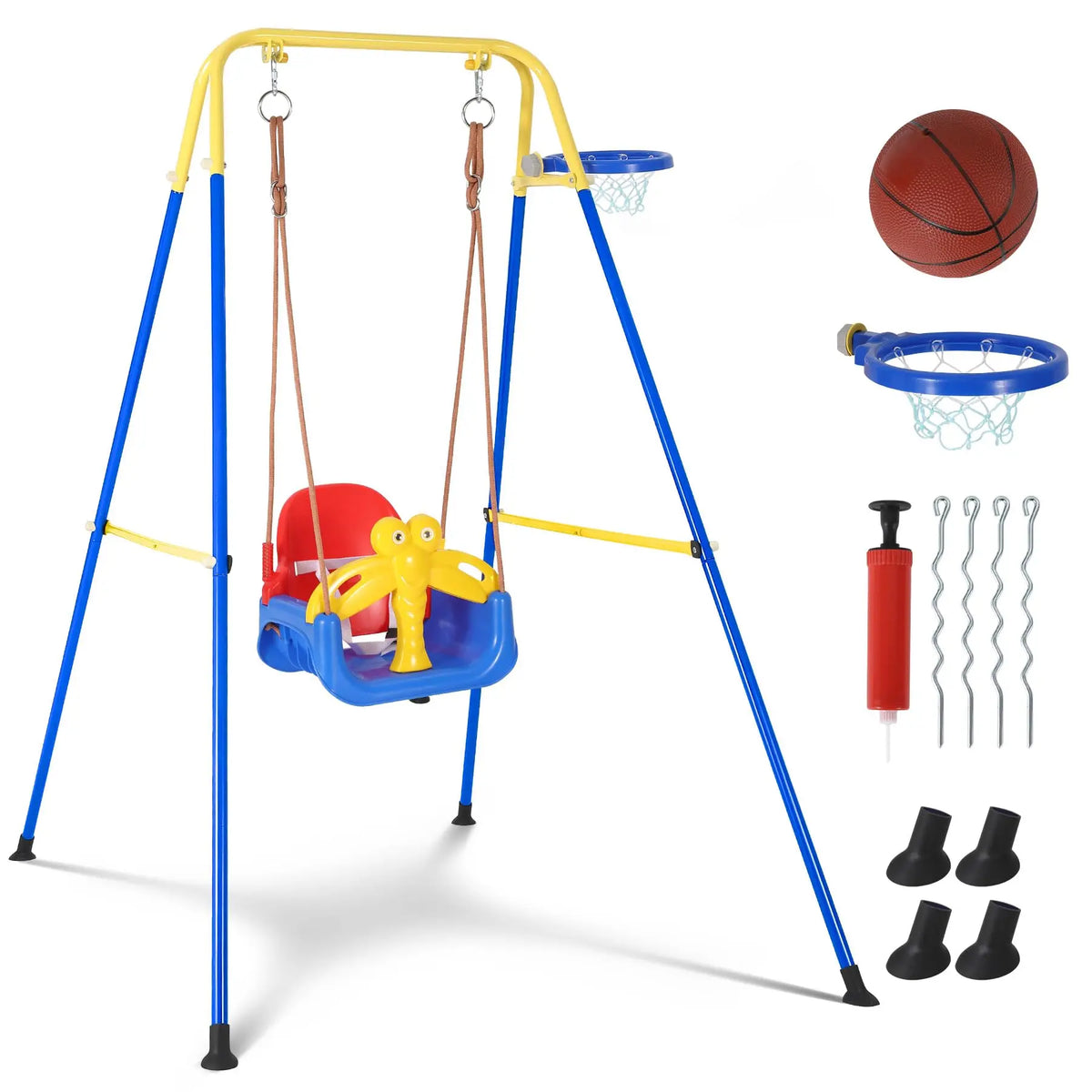 Twister.CK Toddler Swing Set With Basketball Hoop