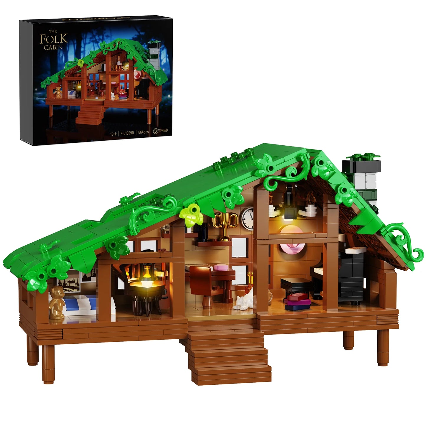BuildMoc Folk Cabin Building Blocks Set 664-Piece