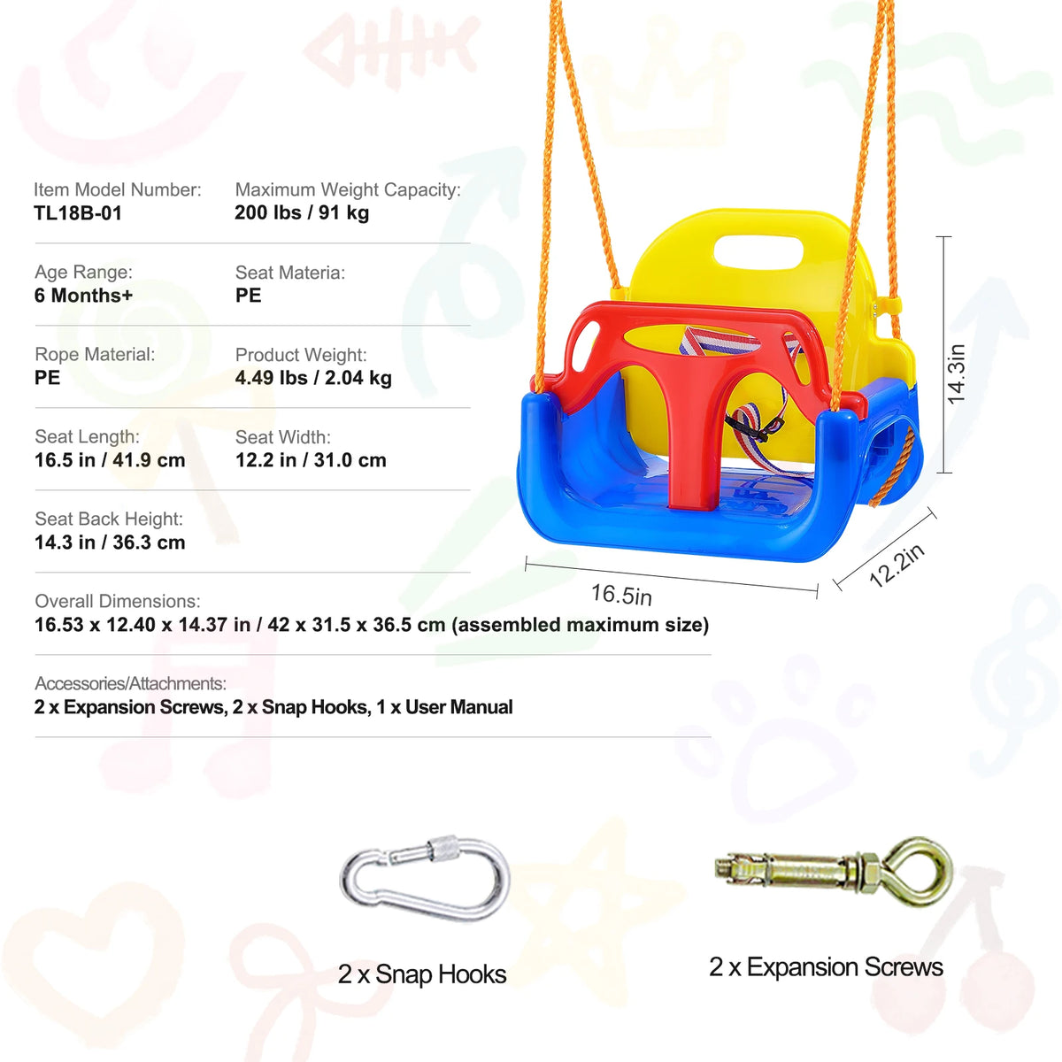 SucceBuy Heavy Duty Outdoor Saucer Tree Swing Set