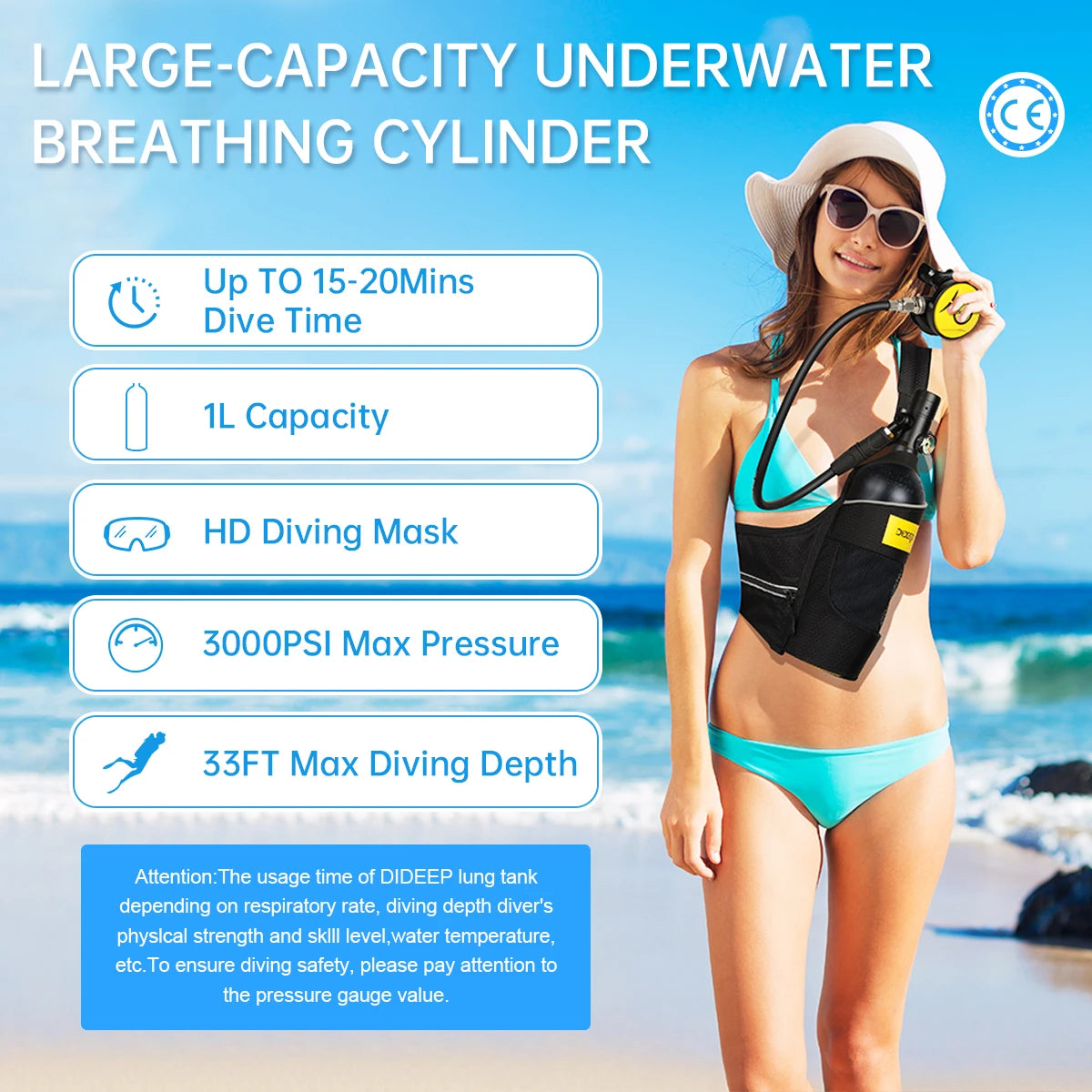 DIDEEP Mini Scuba Tank Set With Hand Pump