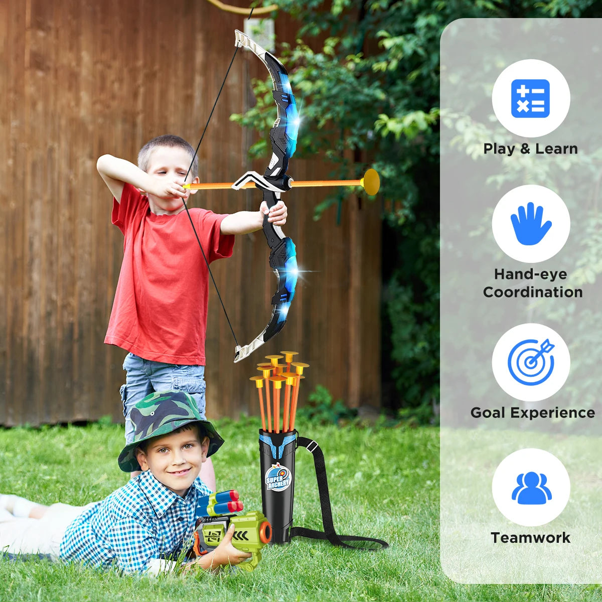VATOS Bow Arrow Toy For Kids Archery Target Games
